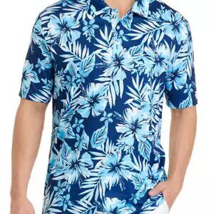 Blue Hawaiian Polo Shirt, Size Large Performance material, crown and Ivy